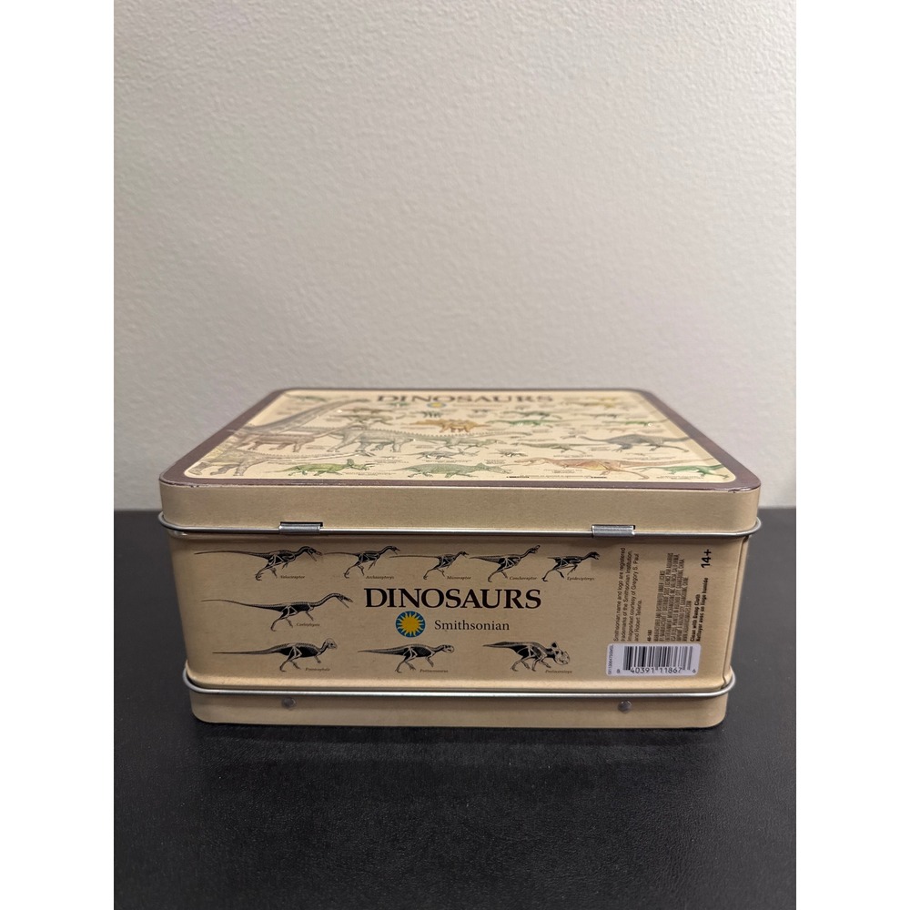 Smithsonian Dinosaurs Metal Lunch Box Tin Aquarius 48-183 Tan Mesozoic Era - Picture 6 of 11